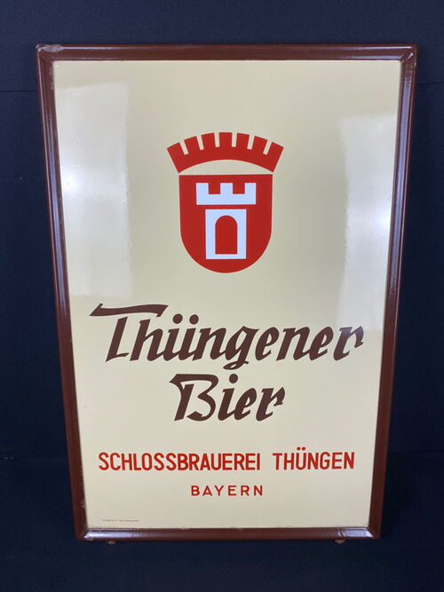 Thüngener Bier Emailleschild - Schlossbrauerei Thüngen 76 x 50 cm D - um 1955