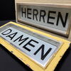 Herren & Damen - Glasschilder im Metallkorpus - Unikate Schwimmbad Umkleide WC  um 1920 /30