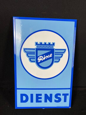 Rixe Motorräder Dienst Emailschild 47,5 x 31,5 cm - D um 1955