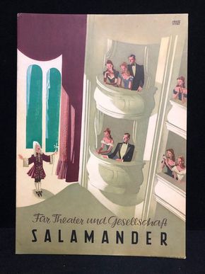 Salamander Werbepappe (30 x 21 cm) von Franz Weiss - Salamander Opern Motiv (50er Jahre / selten)
