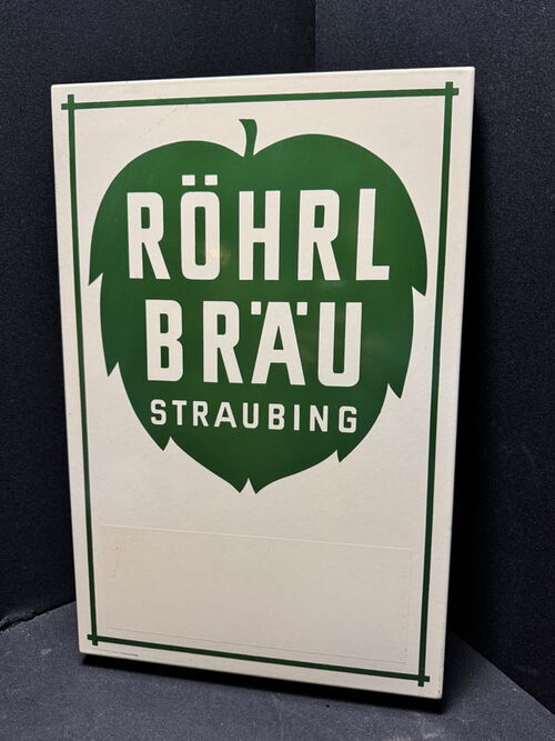 Röhrl Bräu Straubing / München 50 x 33 cm - Emailschild - D um 1960