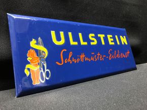 Ullstein Schnittmuster-Eildienst (Wohl 1952) Blechschild mit Semi-Glas-Überzug und Prismenschrift (A43)