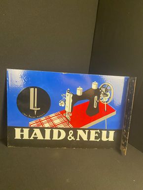 Haid & Neu Nähmaschinen Emailschild Ausleger 50 x 33 cm um 1925