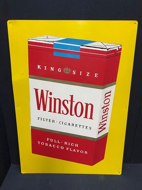 Winston Kingsize Zigaretten . 60er Jahre Werbeschild auf Aluminiumblech