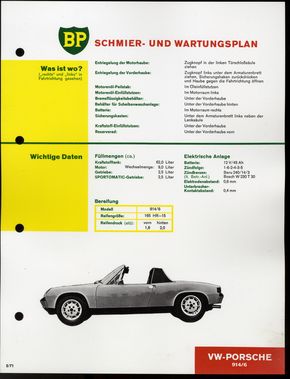 BP Schmier- und Wartungsplan für VW - Porsche 914/6