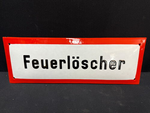 Feuerlöscher Hinweisschild (Gewölbt. Um 1950)