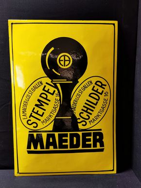 E.A. Maeder & Co. Stempel und Schilder St. Gallen (Gewölbtes Emailleschild)