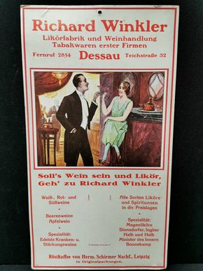 Likörfabrik und Weinhandlung Richard Winkler Dessau (Kalenderrückwand um 1925)