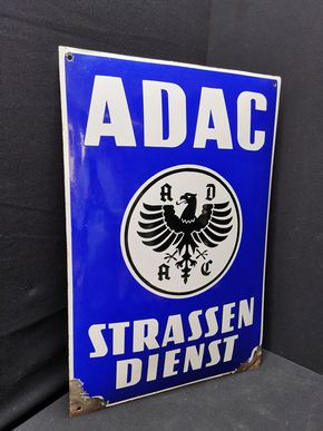 ADAC Straßen-Dienst / Gewölbtes Emailleschild um 1950