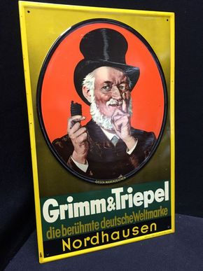 Grimm und Triepel Blechschild (geprägt) 19 x 30 cm (um 1920)