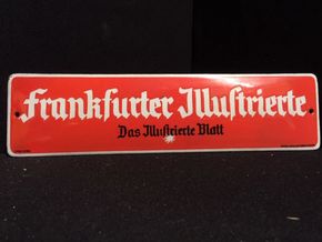 Frankfurter Illustrierte - das Illustrierte Blatt Emailschild Streifen / Türschild (Um 1930) 
