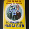Dortmunder Hansa Bier Emailschild abgekantet - um 1955