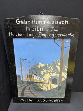 Gebrüder Himmelsbach Freiburg im Breisgau / Holzhandlung und Imprägnierwerke (Holz- / Pappwerbung um 1910 - Originalzeichnung - Unikat)