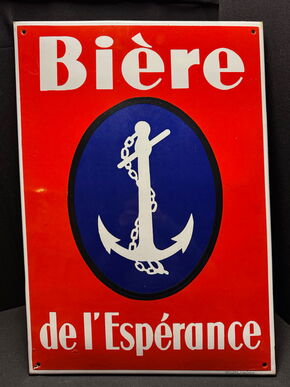 Biere de l´Esperence Emailschild Anker 68 x 48 cm - F um 1950