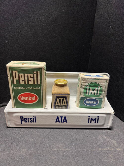 Persil / Imi / Ata  - Emailliertes Küchenregal mit 3 Päckchen  - 32 x 16 cm - Klassiker um 1925