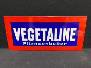 Vegetaline Pflanzenbutter - Flaches Emailleschild aus der Zeit um 1905