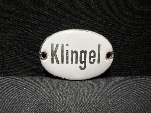 Klingel - Kleines emailliertes Hinweisschild (50er Jahre)