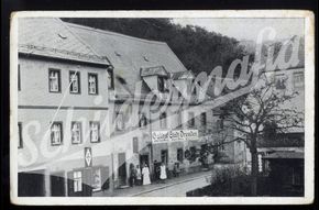 Postkarte mit altem Gartmann- und einem anderen Automaten - Dresden um 1920