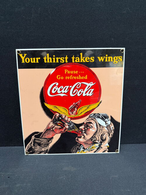 Coca Cola - Your thirst takes wings (Emailleschild Reproduktion)