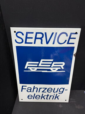 FER Service - Fahrzeugelektrik Emailleschild (Wohl um 1958)