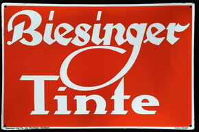 Biesinger Tinte - Gewölbtes Emailleschild aus der Zeit um 1930
