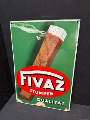Fivaz Stumpen (abgekantetes Emailschild um 1930)