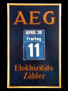 AEG Elektrizitätszähler Kalender. 42 x 27 cm um 1930