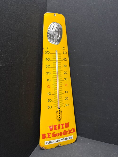 Veith B.F. Goodrich Emaillethermometer in stattlicher Größe (50er Jahre)