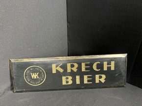 Brauerei Wilhelm Krech Goldap Blechschild in schwarz  40 x 12 cm Prismenschrift