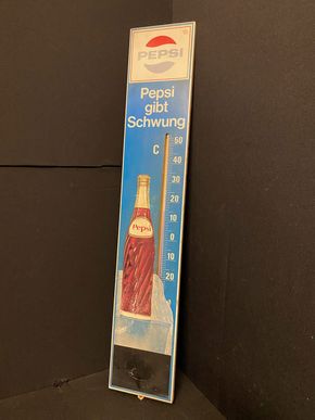 Pepsi gibt Schwung - XXL Thermometer aus Blech - 112 x 20 cm - D um 1960