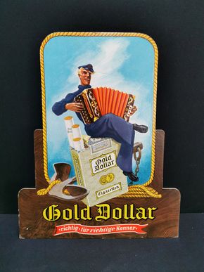 Gold Dollar Werbepappe aus der Zeit um 1960