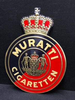 Muratti Cigaretten Blechschild mit Krone (Um 1925)