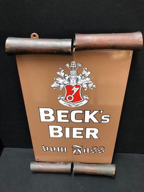 Becks Bier Emailschild mit 4 Schmuckblechen (1960/1970)