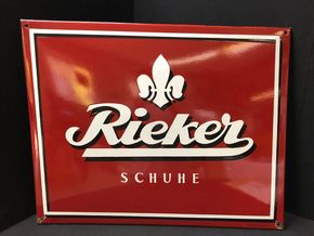 Rieker Schuhe (Abgekantet; ca. 73 x 59 cm) - Hochglänzendes Emailschild (50er Jahre)  