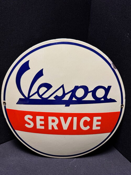 Vespa Service Emailleschild *fluoreszierend* 34 cm - Rarität - D um 1955/60
