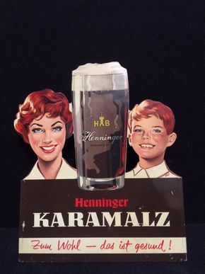 Henninger Karamalz Blechaufsteller um 1955