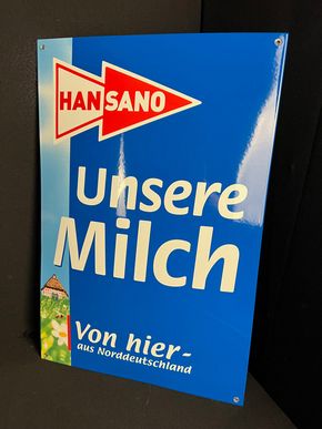 Hansano - unsere Milch aus Norddeutschland Emailschild  neuzeitlich 60 x 40 cm