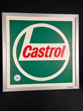 XL Castrol Werbeschild im Rahmen - 60 er Jahre - Tankstelle  98 x 98 cm