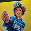 Pez Peppermint Pin-Up Werbeschild Pez-Frau - 80 x 54 cm - AT um 1960 - sig. Brause