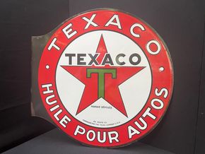 Texaco - Öl für das Auto (Emaillierter Auslager um 1930)