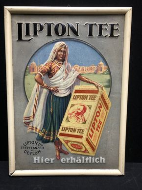 Lipton Tee - Blechschild mit einer Art Samtbezug (Um 1910)