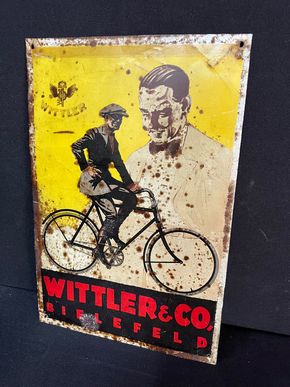 Wittler & Co. Fahrräder Bielefeld (Flaches Blechschild um 1930)
