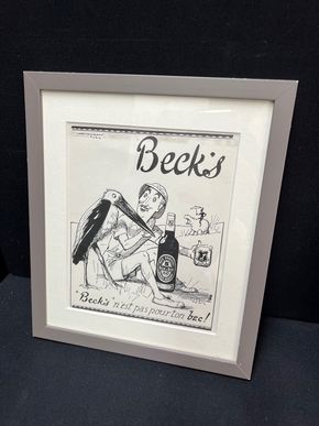 Becks Originalskizzenzeichnung mit Originalwerbeanzeige (1932-1939 / 2er-Set)