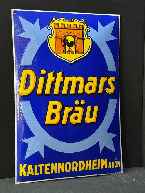 Dittmars Bräu - Kaltennordheim Rhön (Gewölbtes Emailleschild um 1930)