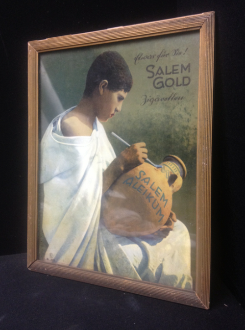 Salem Gold Werbepappe im Originalglasrahmen (um 1920)