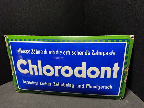 Chlorodont Zahnpasta Emailschild 60 x 32 cm - D um 1925