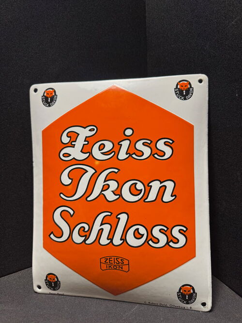 Zeiss Ikon Schloss Emailleschild 32x 26 cm D um 1930