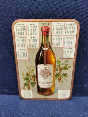 Cognac Tribot Fusel - Kleiner Blechkalender von 1894