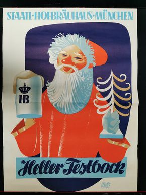 Hofbräuhaus München - Helles Festbock Bier Werbeplakat (50er Jahre)