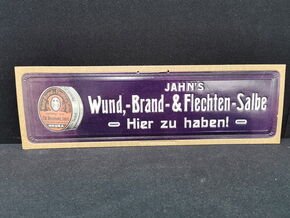 Jahns Wund, - Brand- & Flechtensalbe (Pappschild um 1910)
